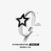 304 Stainless Steel Cool Style Enamel Plating Geometric Resin Open Ring sku image 6