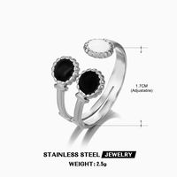 304 Stainless Steel Cool Style Enamel Plating Geometric Resin Open Ring sku image 2