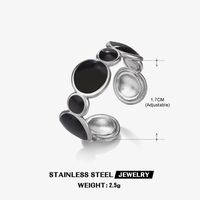 304 Stainless Steel Cool Style Enamel Plating Geometric Resin Open Ring sku image 10
