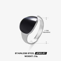 304 Stainless Steel Cool Style Enamel Plating Geometric Resin Open Ring sku image 1