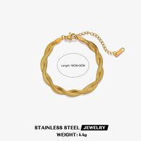 IG Style Simple Style Twist 304 Stainless Steel 18K Gold Plated Bracelets In Bulk sku image 8