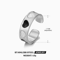304 Stainless Steel Cool Style Enamel Plating Geometric Resin Open Ring sku image 9