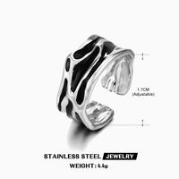 304 Stainless Steel Cool Style Enamel Plating Geometric Resin Open Ring sku image 3