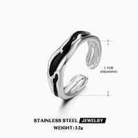 304 Stainless Steel Cool Style Enamel Plating Geometric Resin Open Ring sku image 4
