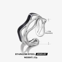 304 Stainless Steel Cool Style Enamel Plating Geometric Resin Open Ring sku image 7