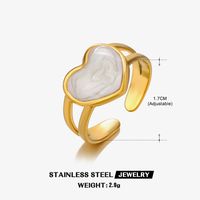 304 Stainless Steel 18K Gold Plated Retro Novelty Enamel Round Star Heart Shape Resin Rings sku image 11