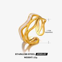 304 Stainless Steel 18K Gold Plated Retro Novelty Enamel Round Star Heart Shape Resin Rings sku image 10