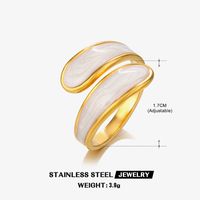 304 Stainless Steel 18K Gold Plated Retro Novelty Enamel Round Star Heart Shape Resin Rings sku image 6