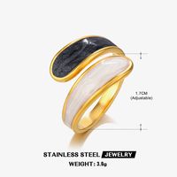 304 Stainless Steel 18K Gold Plated Retro Novelty Enamel Round Star Heart Shape Resin Rings sku image 8