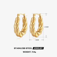 1 Pair Retro Ethnic Style Twist Plating 304 Stainless Steel 18K Gold Plated Earrings sku image 2