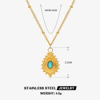 304 Stainless Steel Titanium Steel 18K Gold Plated Lady Plating Inlay Water Droplets Natural Stone Pendant Necklace sku image 1