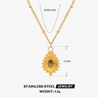 304 Stainless Steel Titanium Steel 18K Gold Plated Lady Plating Inlay Water Droplets Natural Stone Pendant Necklace sku image 2