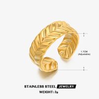 Edelstahl 304 18 Karat Vergoldet Einfacher Stil Überzug Blatt Offener Ring sku image 1