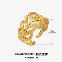 Edelstahl 304 18 Karat Vergoldet Einfacher Stil Überzug Blatt Offener Ring sku image 9