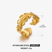 Edelstahl 304 18 Karat Vergoldet Einfacher Stil Überzug Blatt Offener Ring sku image 13
