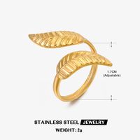 304 Stainless Steel 18K Gold Plated Simple Style Plating Leaf Open Ring sku image 15