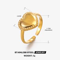 304 Stainless Steel 18K Gold Plated IG Style Plating Heart Shape Open Ring sku image 27