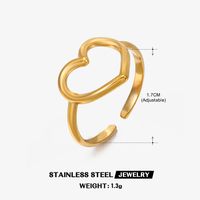 304 Stainless Steel 18K Gold Plated IG Style Plating Heart Shape Open Ring sku image 20