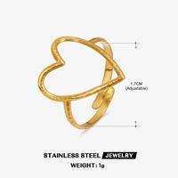 304 Stainless Steel 18K Gold Plated IG Style Plating Heart Shape Open Ring sku image 9