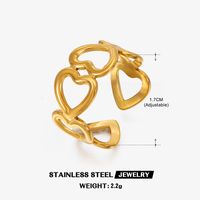 304 Stainless Steel 18K Gold Plated IG Style Plating Heart Shape Open Ring sku image 21