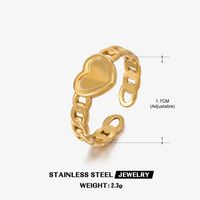 304 Stainless Steel 18K Gold Plated IG Style Plating Heart Shape Open Ring sku image 24