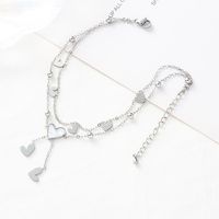 Fashion Heart Shape Stainless Steel Layered Inlay Shell 18k Gold Plated Platinum Plated Women's Anklet sku image 2