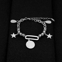 Hip-Hop Retro Round Star Stainless Steel White Gold Plated No Inlay Bracelets In Bulk main image 6