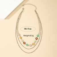 Elegant Flower Daisy Alloy Enamel Silver Plated Women's Three Layer Necklace main image 2