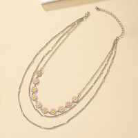 Elegant Flower Daisy Alloy Enamel Silver Plated Women's Three Layer Necklace main image 4