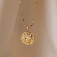 Simple Style Commute Animal Copper Plating Inlay Zircon 18k Gold Plated Pendant Necklace main image 2