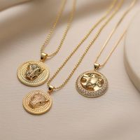 Simple Style Commute Animal Copper Plating Inlay Zircon 18k Gold Plated Pendant Necklace main image 1