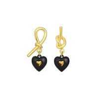 1 Pair Elegant Retro Modern Style Heart Shape Plating Copper 14k Gold Plated Drop Earrings main image 1