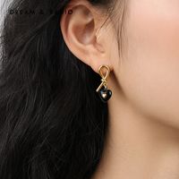 1 Pair Elegant Retro Modern Style Heart Shape Plating Copper 14k Gold Plated Drop Earrings main image 3