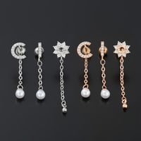 1 Piece Ig Style Simple Style Tassel Plating Inlay Brass Artificial Pearls Zircon 18k Gold Plated White Gold Plated Ear Studs main image 4