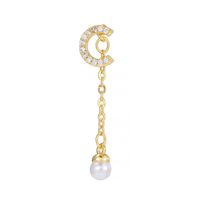 1 Piece Ig Style Simple Style Tassel Plating Inlay Brass Artificial Pearls Zircon 18k Gold Plated White Gold Plated Ear Studs sku image 1