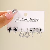 1 Set Basic Modern Style Geometric Star Heart Shape Plating Alloy Earrings main image 1