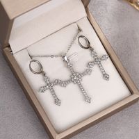 Casual Streetwear Cross Alloy Plating Inlay Artificial Rhinestones Unisex Earrings Necklace main image 5
