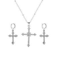 Casual Streetwear Cross Alloy Plating Inlay Artificial Rhinestones Unisex Earrings Necklace main image 2