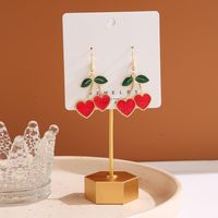 1 Pair Ig Style Sweet Cherry Heart Shape Plating Alloy Drop Earrings main image 1