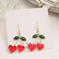 1 Pair Ig Style Sweet Cherry Heart Shape Plating Alloy Drop Earrings main image 3