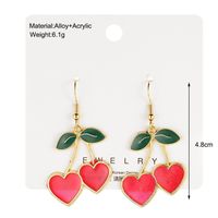 1 Pair Ig Style Sweet Cherry Heart Shape Plating Alloy Drop Earrings main image 2