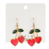 1 Pair Ig Style Sweet Cherry Heart Shape Plating Alloy Drop Earrings sku image 1