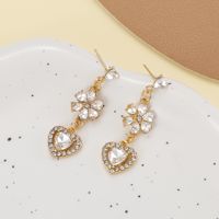 1 Pair Sweet Heart Shape Plating Inlay Alloy Artificial Gemstones Drop Earrings main image 4