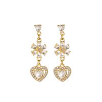 1 Pair Sweet Heart Shape Plating Inlay Alloy Artificial Gemstones Drop Earrings main image 2