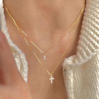 Sweet Cross Water Droplets Artificial Gemstones Alloy Zinc Alloy Wholesale Pendant Necklace main image 1