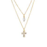 Sweet Cross Water Droplets Artificial Gemstones Alloy Zinc Alloy Wholesale Pendant Necklace main image 3
