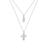 Sweet Cross Water Droplets Artificial Gemstones Alloy Zinc Alloy Wholesale Pendant Necklace main image 2