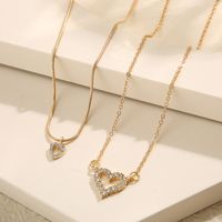 Sweet Heart Shape Alloy Inlay Artificial Gemstones Women's Pendant Necklace main image 4