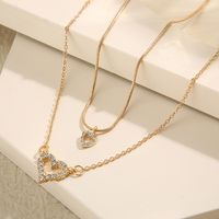 Sweet Heart Shape Alloy Inlay Artificial Gemstones Women's Pendant Necklace main image 3