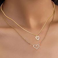 Sweet Heart Shape Alloy Inlay Artificial Gemstones Women's Pendant Necklace sku image 2